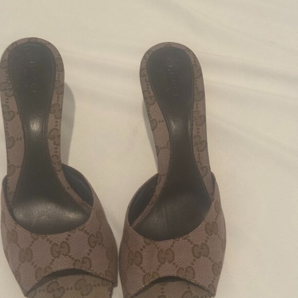 Gucci Brown Purple Hue Kitten Heels - Picture 1 of 10